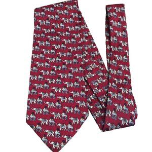 Brooks Elephant Print Necktie Trunk Up Pure Silk Made in USA EUC Circus Tie